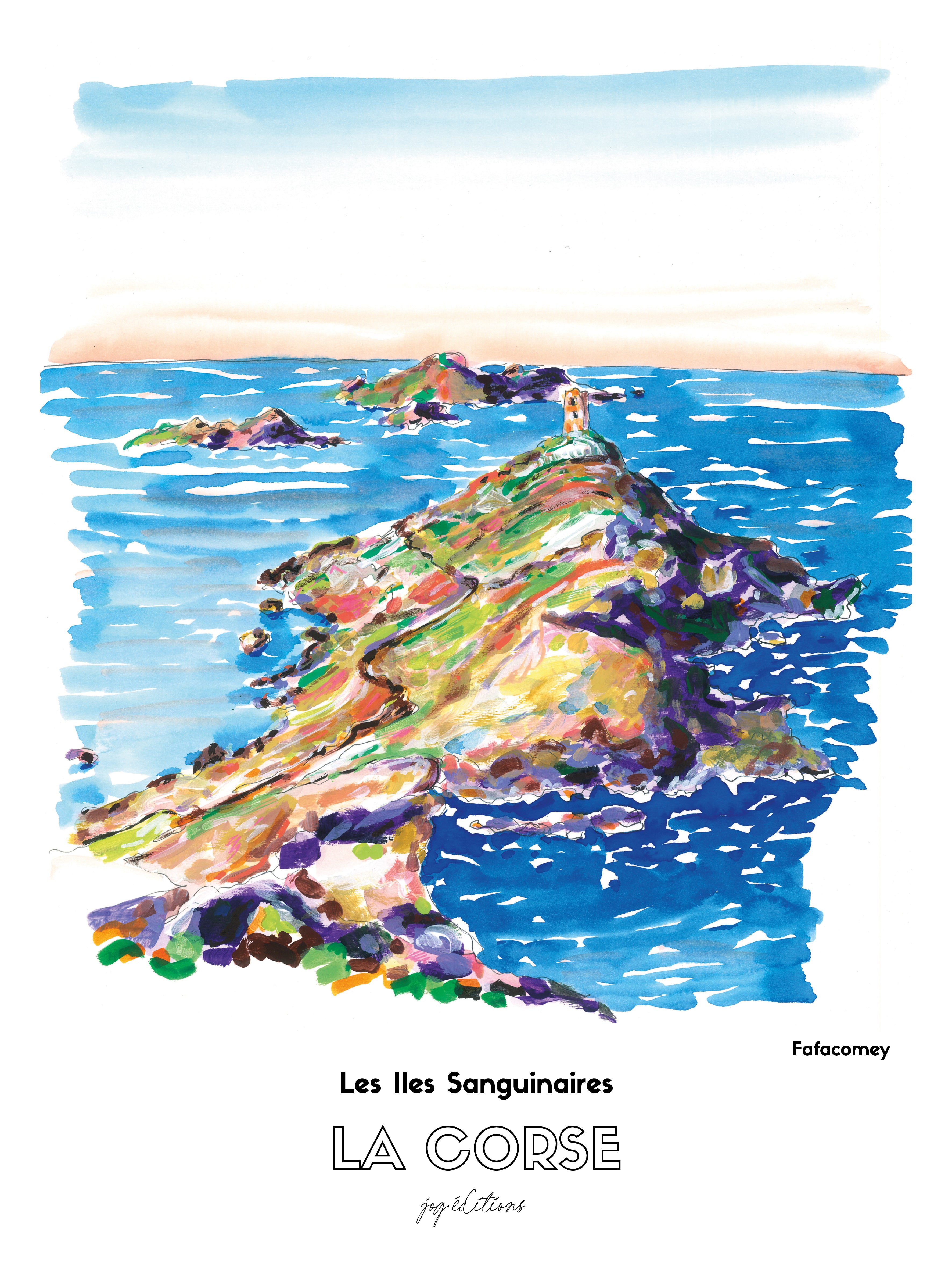 Affiche - Fafacomey - Corse - Les Iles Sanguinaires aquarelle